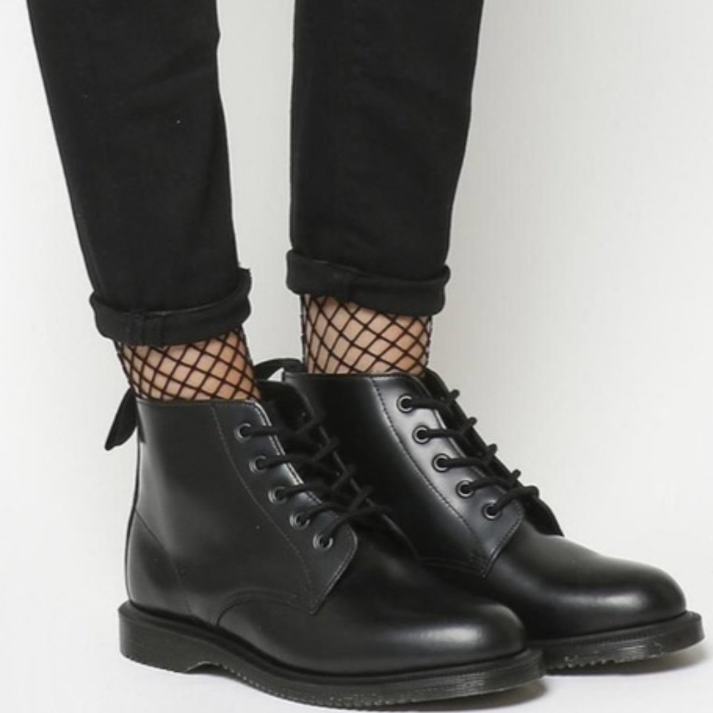 DR MARTENS Black Emmeline SMOOTH Lace-Up Boots